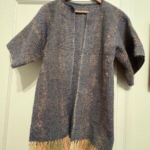 Boho Handwoven Peruvian Sweater – Geometric Pattern & Fringe